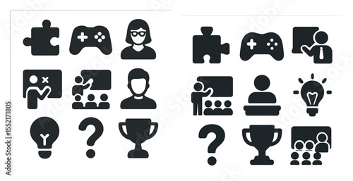 Education and learning icons set – solid, filled, teaching and classroom symbols