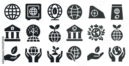 Eco and nature filled icons set – solid, environment and sustainability symbols