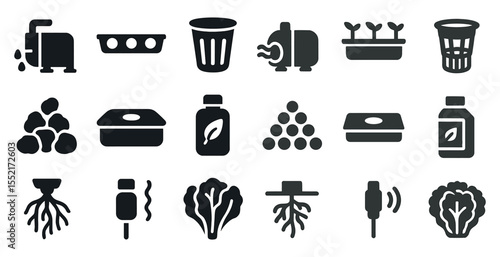 Environmental and recycling solid icons set – filled, waste, sustainability symbols