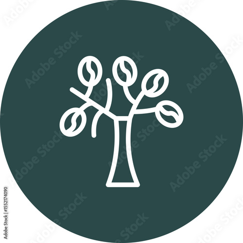 Coffer Tree Vector Line Icon Design