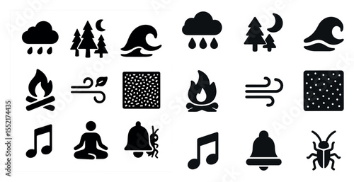 Nature and weather icons set – solid, filled, outdoor and climate symbols