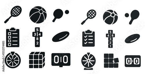 Sports and recreation icons set – solid, silhouette, leisure and activity symbols