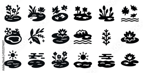 Botanical and nature silhouette icons set – organic, natural, floral graphics