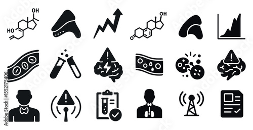 Medical and health solid icons set – filled, clinical, diagnostics symbols