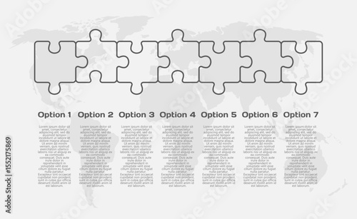 Seven steps line infographic, puzzle diagram