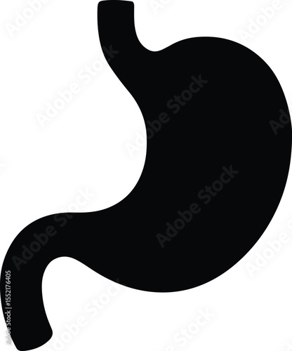 Silhouette Stomach human digestive organ isolated on white background Vector Illustration