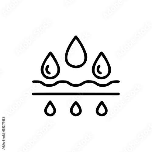 Handdrawn Fitness Icon Water Absorption Sweat Drops Line Art Simple vector