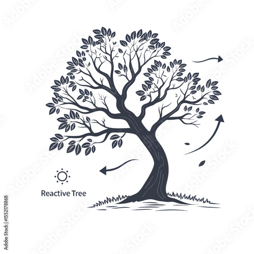 Reactive Tree Illustration Branch Glow & Swell Effects for Apps.