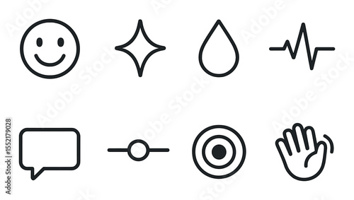 Emotional icons set – linear, expression and mood symbol collection