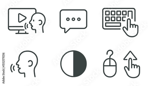 Digital accessibility icons set – linear, technology and assistive interface symbols