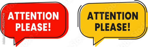 Bold Twin ATTENTION PLEASE! Bubbles in Red and Yellow for Public Notices, Emergency Prompts, or Promotional Graphics in Digital Media