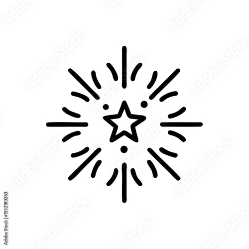 Handdrawn Starburst Space Design Element Simple Line Art Graphic vector