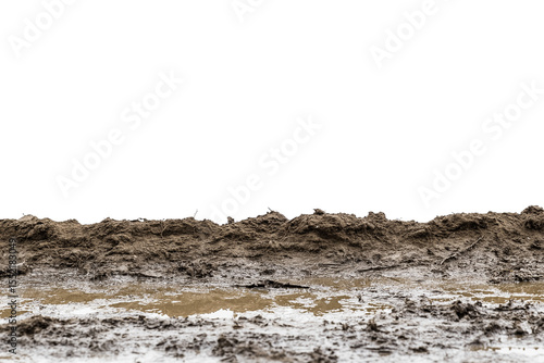 Wet mud ground covering transparent background representing off-road adventure