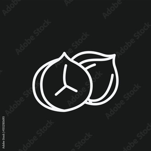 Hazelnut (Bunduq) Nut Icon for Chocolate Confectionery, Gourmet Dessert Ingredients, and Flavored Coffee
