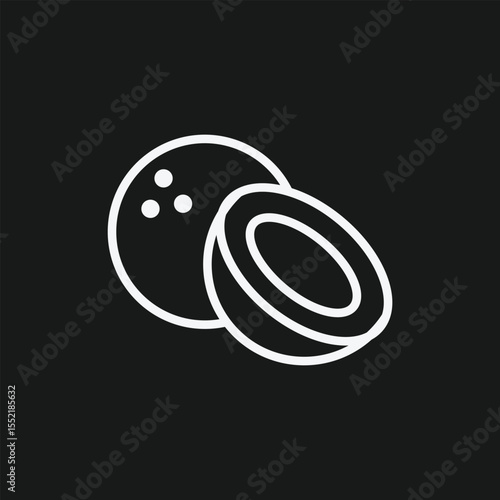 Tropical Coconut Icon for Healthy Vegan Foods, Refreshing Coconut Water, and Exotic Dessert Ingredients