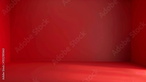 Vivid red room interior with soft lighting showcasing a modern, minimalist and clean design, perfect for presentations or product displays.