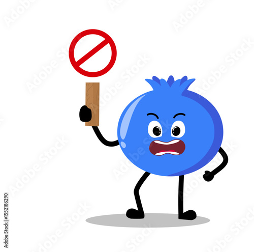 Cute Hand Drawn Protesting blueberry
