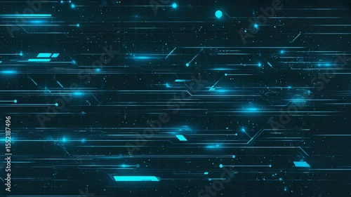 Exploring futuristic digital landscapes with bright blue lines and glowing elements in motion