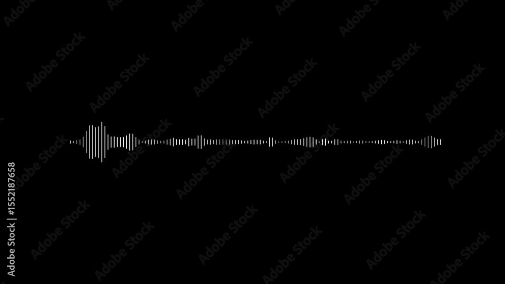 Audio wave animation isolated on black background. Sound wave audio spectrum animation with transparent background, Dynamic equalizer visual effect, Abstract sound waves, 