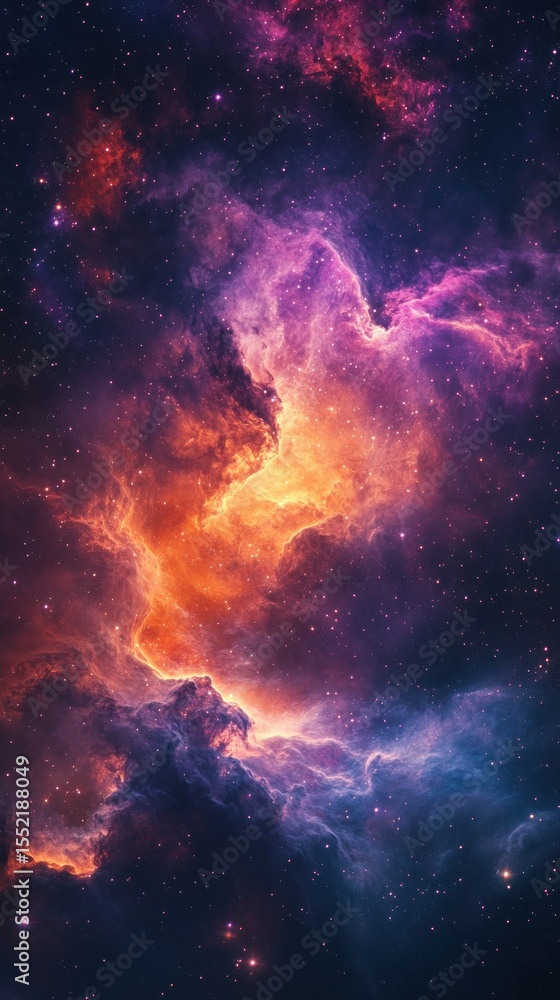 Fototapeta premium Vibrant hues of a cosmic nebula.