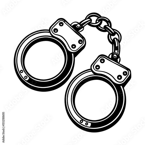 Handcuffs drawing vector illustration of metal police restraints for arrest and law enforcement use