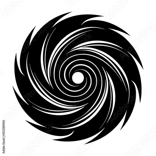 Abstract black and white spiral vortex illustration for backgrounds and graphic design elements use case