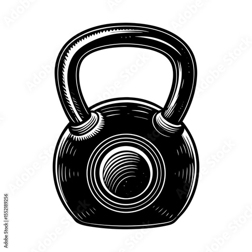 Illustration of kettlebell for strength training and fitness workout vector design element art