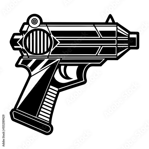 Vector illustration of a futuristic ray gun blaster pistol weapon for science fiction designs and concepts