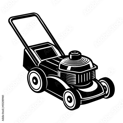 Lawn mower vector illustration for gardening equipment and outdoor power tool design and landscaping needs