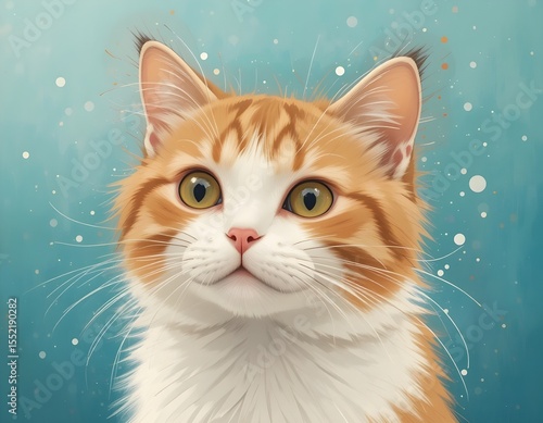 Cat illustration with blue background.