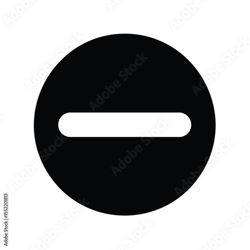White Subtraction Sign Inside Black Circle - Negative Symbol Illustration