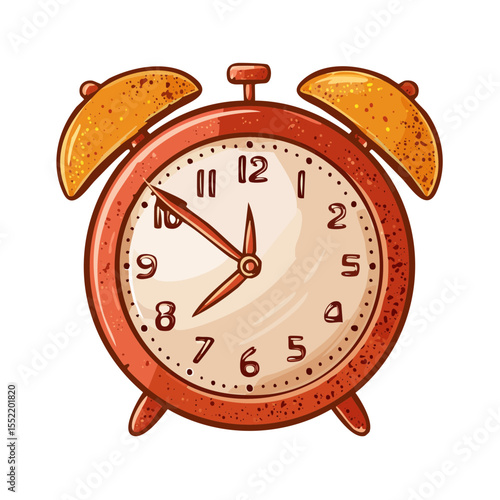 Cartoon Style Alarm Clock Illustration Indicating Time Isolated on Dark Background Design Element