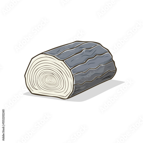 Stylized Wood Log Cut Section Timber Lumber Rings Cartoon Illustration Logging Forestry