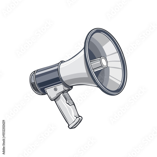 Stylized vector illustration of a handheld megaphone on black background communication concept announcing public speaking broadcasting
