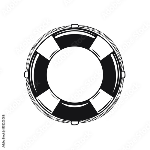 Minimalist Outline of a Life Preserver Ring Against a Dark Background