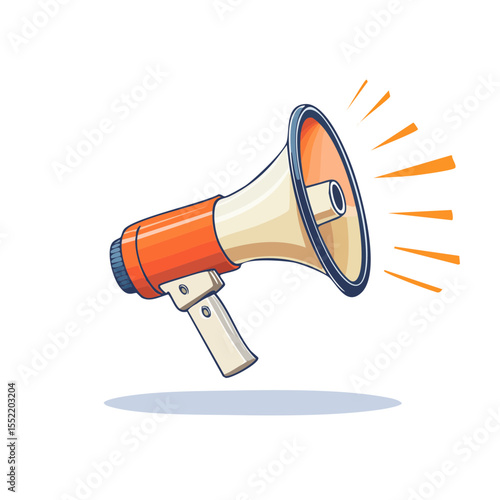 Cartoon Bullhorn Illustration for Announcements Communication and Public Speaking