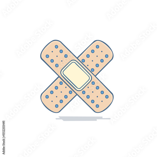 Crossed Bandages Adhesive Strips First Aid Plasters Medical Care Protective Covering Healthcare