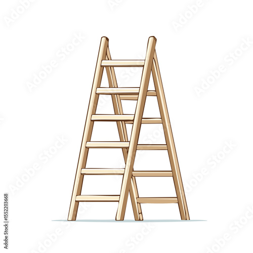 Isolated illustration of a wooden step ladder against a black background, climbing equipment