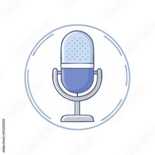 Microphone Podcast Illustration Studio Mic for Recording Audio and Voiceovers with Circle Frame