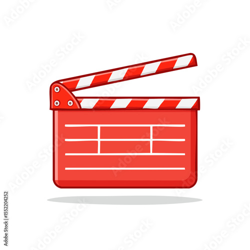Vibrant Red Movie Clapperboard Isolated on Black Film Production Theme Cinema Industry Symbol and Entertainment Conceptual