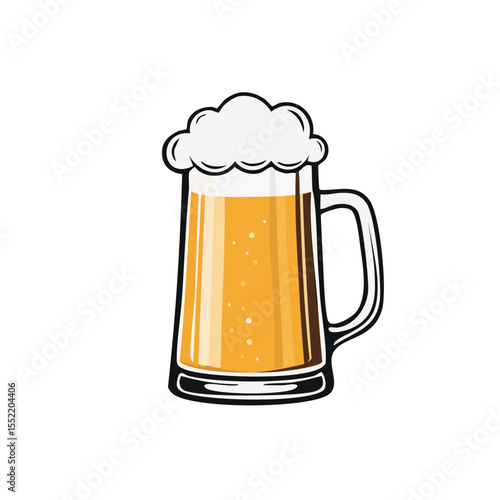 Stylized Beer Mug with Frothy Head Illustration on a Black Background