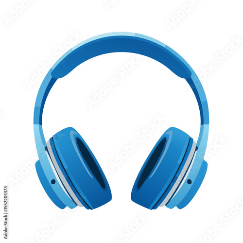 Blue Over-Ear Headphones, Sound Technology Isolated on Black Background