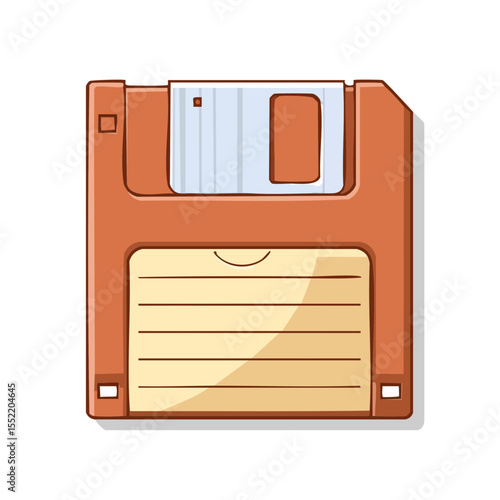 Retro Floppy Disk Cartoon Style Digital Storage Media Illustration on Black Background