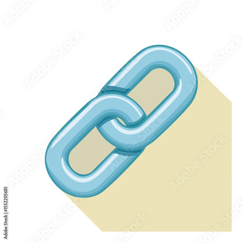 Interlocked Blue Chain Links Symbolize Connection and Connectivity with Flat Shadow on Beige Background