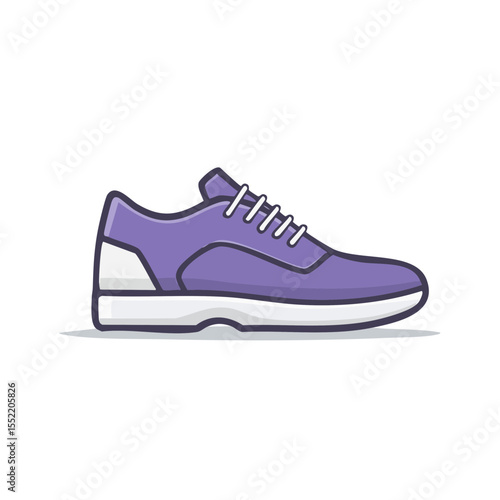Sporty purple sneaker with white sole and laces vector illustration for fashion and fitness concept in modern minimal style