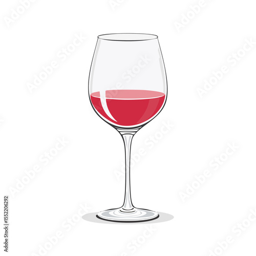Elegant Wineglass Displaying Rich Red Wine against Black Background in Graphic Style