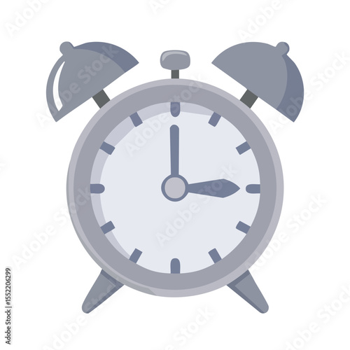 Classic alarm clock illustration on black background. Time management, morning reminder, appointment, and schedule concept