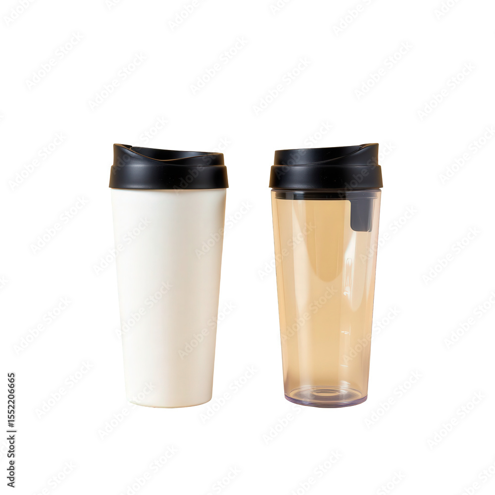 Two Stylish Reusable Coffee Cups in Minimalist Design for Sustainable Beverage Enjoyment Two Stylish Reusable Coffee Cups in Minimalist Design for Sustainable Beverage Enjoyment