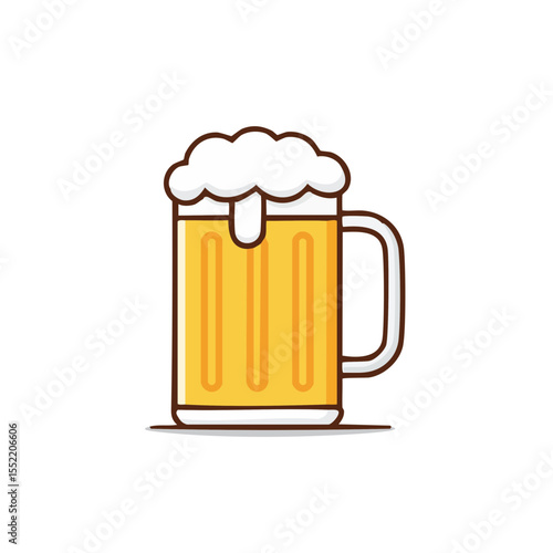 Refreshing Beer Illustration with Foam in a Tall Glass Mug against Black Backdrop