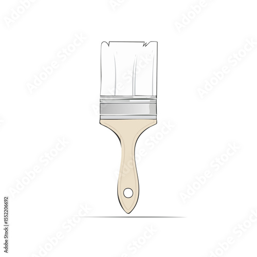 Paint brush with white paint on bristles tool for home improvement and painting jobs renovation equipment artist supply on black background